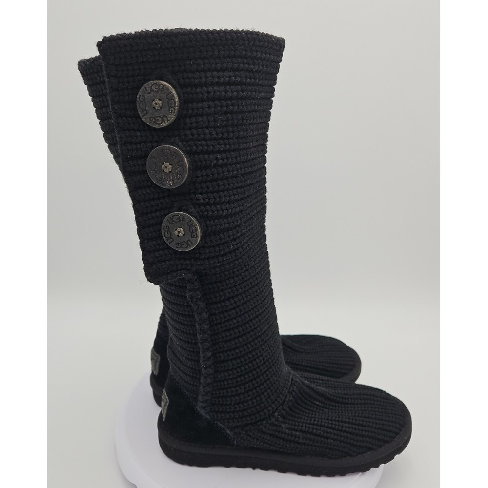 UGG Cardy #5819 Black Classic Tall Chunky Knit Sweater‎ Slouchy Boots US/6 EU/37